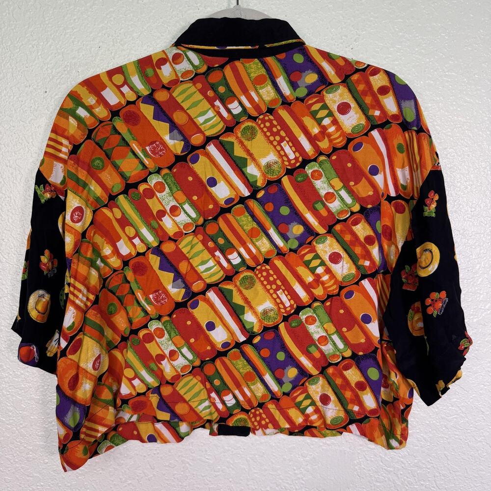 Vintage Platinum By Dorothy Schoelen Set Women 10 Fruit Shirt Wide Leg Pants 90s - Picture 5 of 16